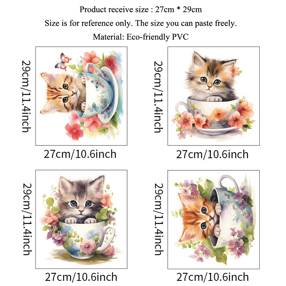 Bonito xícara de chá gato flor - Home Cinema Wall avaliação e preço