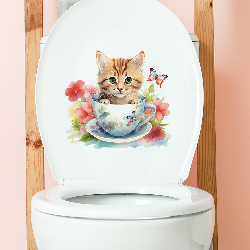 Bonito xícara de chá gato flor - Home Cinema Wall avaliação e preço
