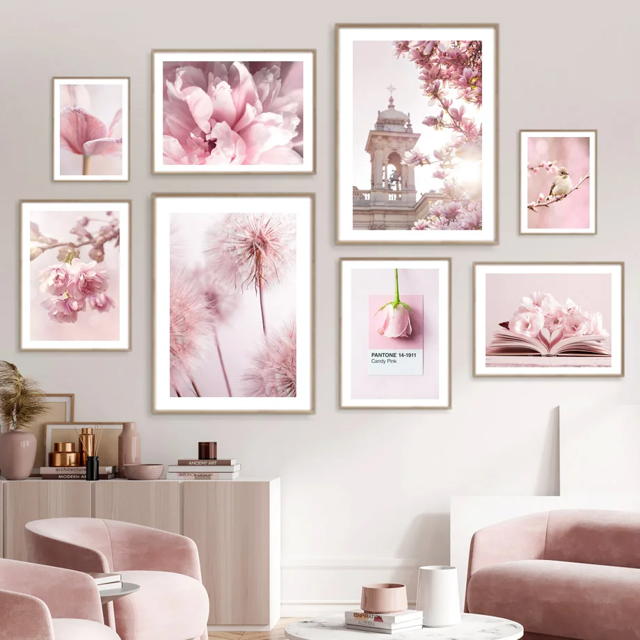Primavera rosa peônia sakura d - Home Cinema Wall Art avaliação e preço