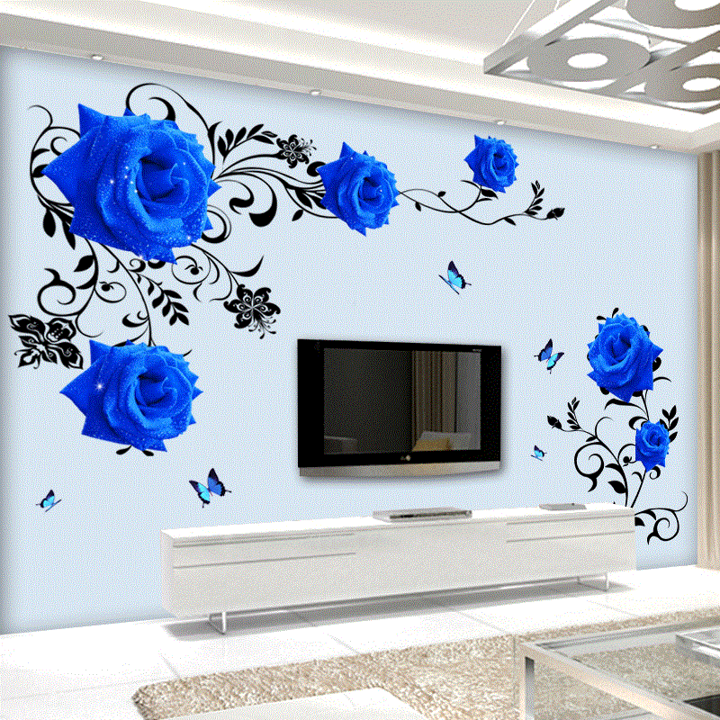 Tamanho grande azul rosa flore - Home Cinema Wall avaliação e preço