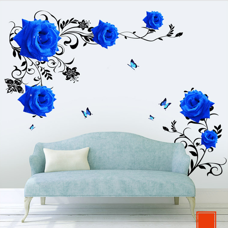 Tamanho grande azul rosa flore - Home Cinema Wall avaliação e preço